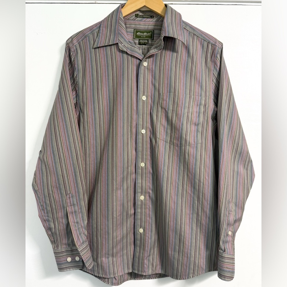 Eddie Bauer Men’s Small Striped Easy Care Button Down Shirt